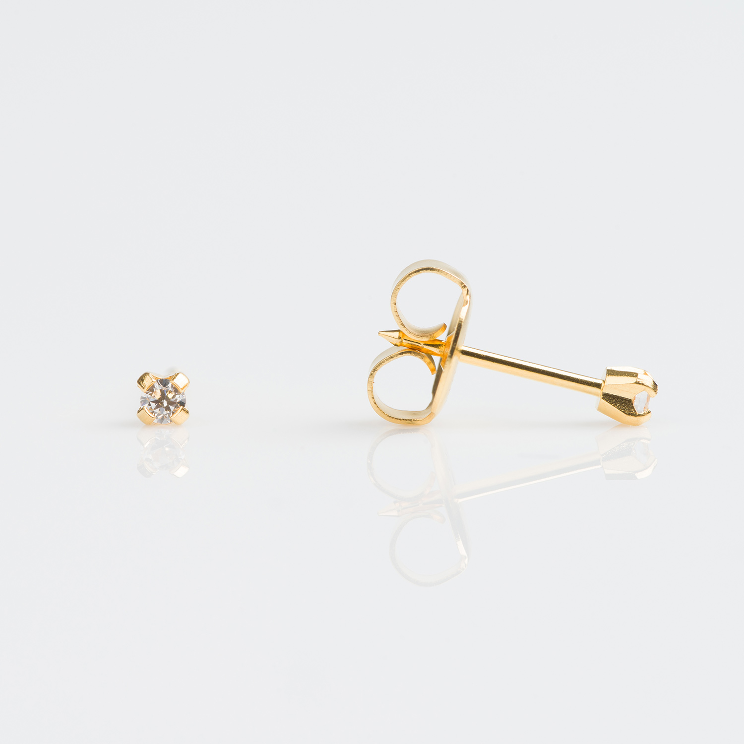 Tiny Tips Gold Plated Tiff. 2mm Cubic Zirconia