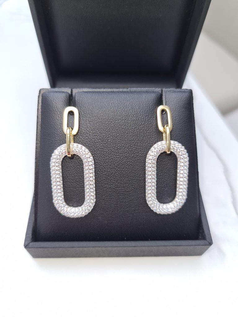 Gold and Rhodium Plated Earrings with three hoops
