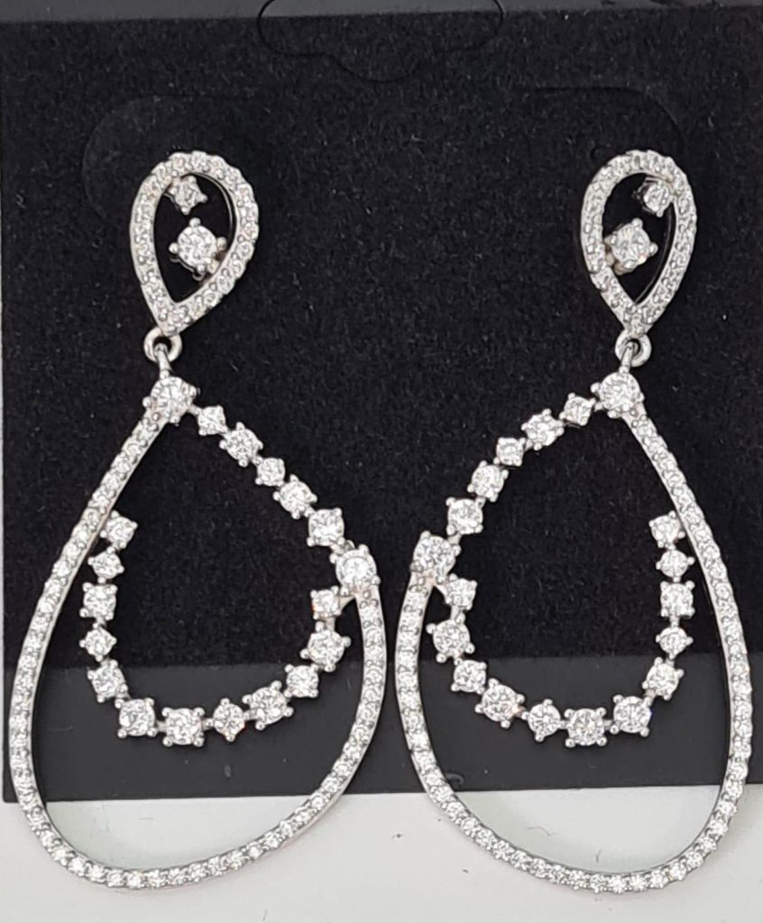 Rhodium Plated silver Earring