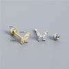 Silver 925 Sterling Silver Woman Piercing Jewellery Butterfly Stud Earrings Screw Back
