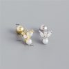 Dainty Gold Plated Luxury 925 Sterling Silver Pearl Stud Screw Back