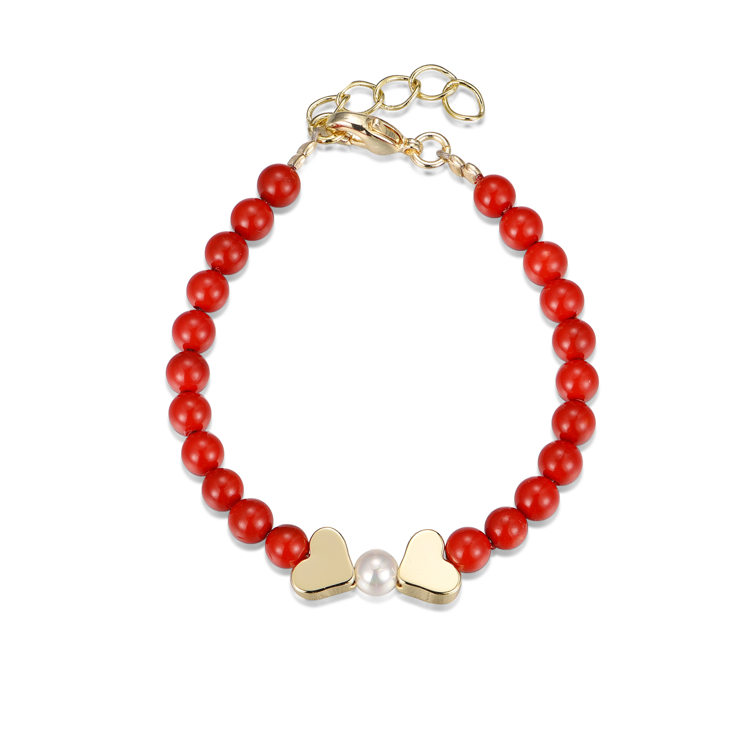 Gold Plated Baby Beaded Bracelet With Love Heart