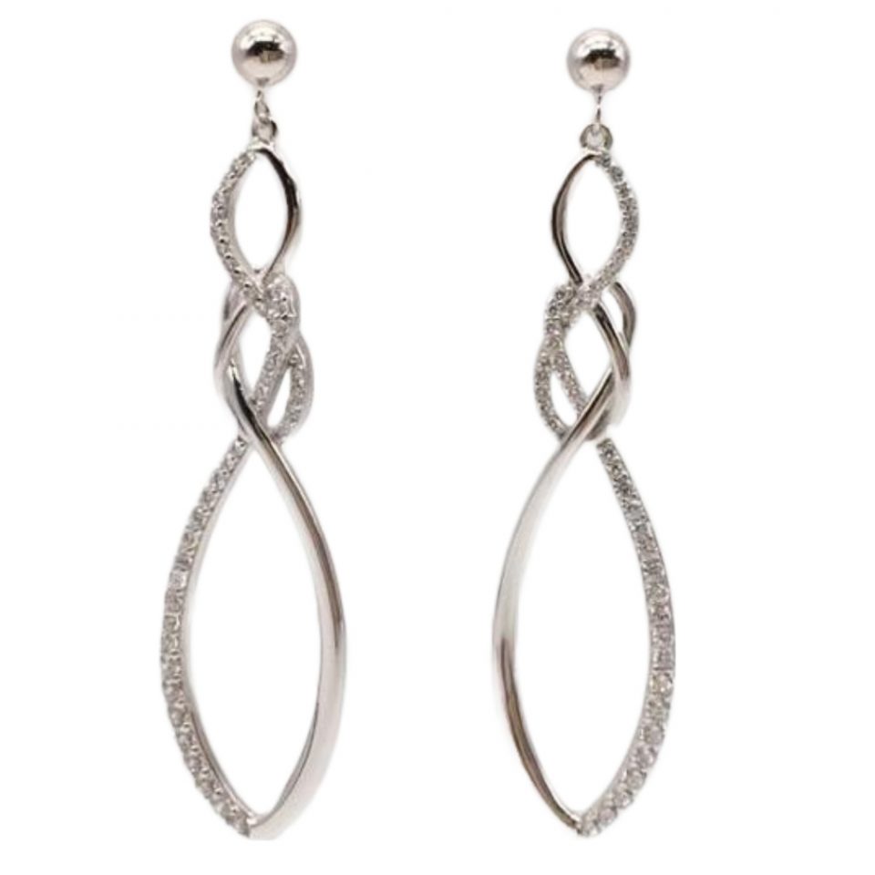 YK Beauty Sterling Silver Tangled Drop Earring Rhodium Plated Silver