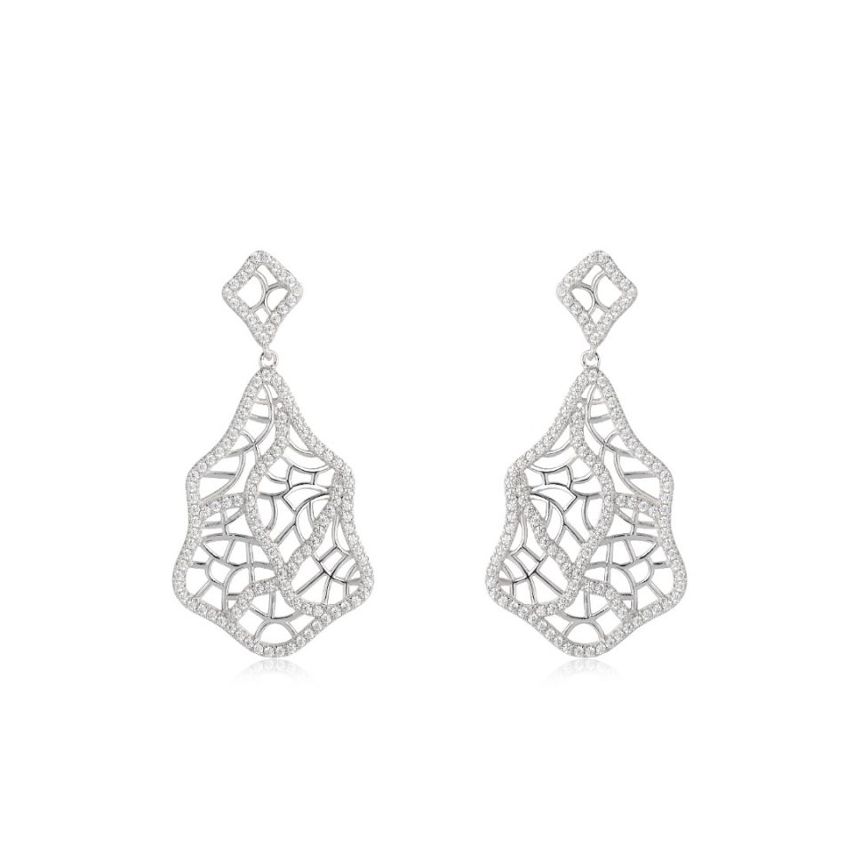 Sterling Silver Drop Earring Rhodium Plated