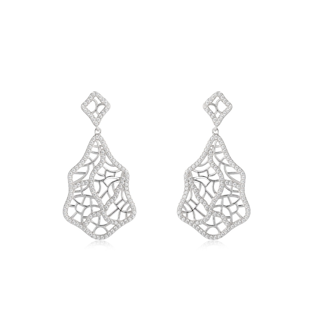 Sterling Silver Drop Earring Rhodium Plated