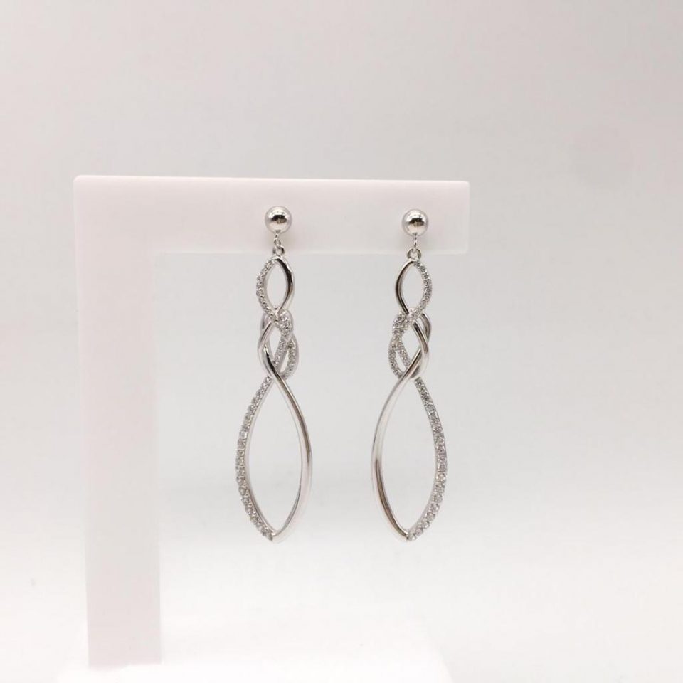 YK Beauty Sterling Silver Tangled Drop Earring Rhodium Plated Silver