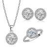 YK Beauty Sterling Silver Round Set including Stud Earrings, Necklace and Ring