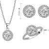 YK Beauty Sterling Silver Round Set including Stud Earrings, Necklace and Ring
