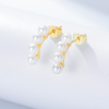 YK Beauty Gold Plated Sterling Silver Raining Pearls Earring
