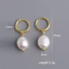 Sterling Silver 18k Gold Plated Huggie Hoops Earrings Baroque Natural Freshwater Pearl Earrings