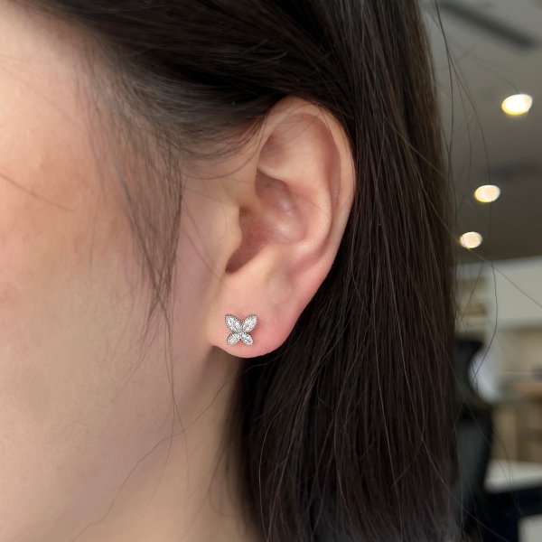 Butterfly Silver stones screwback earrings