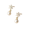 Sweet Flower With Pearl Drop Earrings Fine 925 Sterling Silver Charm