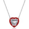 Yk Beauty Red Border Heart Stone Stud Jewelry Set – Exquisite 925 Silver with Rhodium Plating