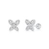 YkBeauty Butterfly Silver stones screwback earrings