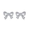 Yk Beauty Real Silver Bows Stud with white Stones