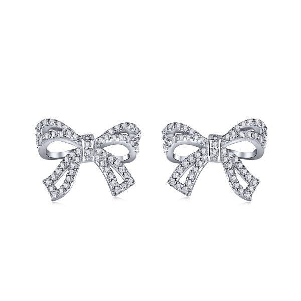 Bows Stud with white Stones