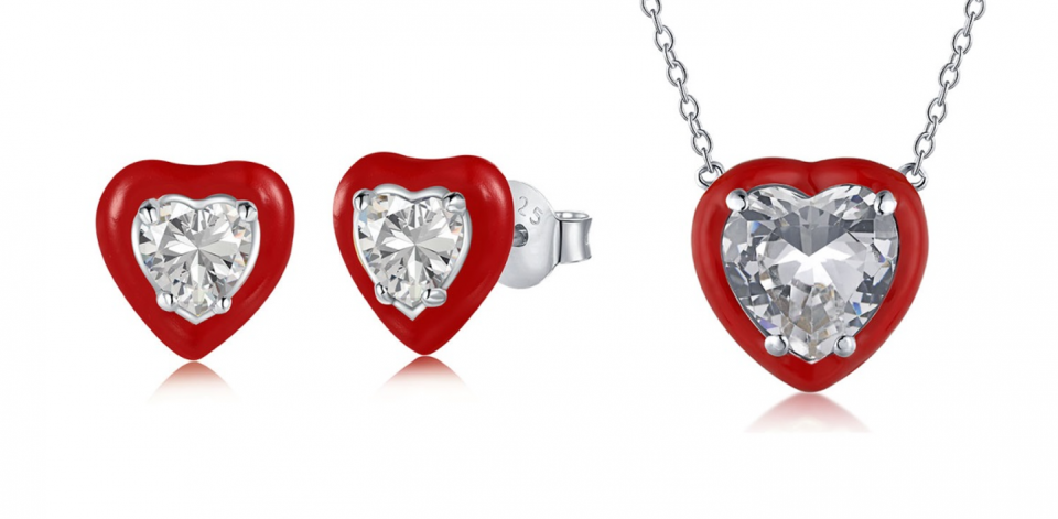 Heart Stone Stud Jewelry Set