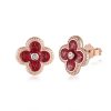 Yk Beauty Red Designer Flower 925 plated in rose gold Stud earrings