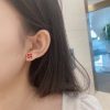 Yk Beauty Red Designer Flower 925 plated in rose gold Stud earrings
