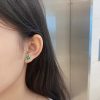 Yk Beauty Green Designer Flower 925 plated in Gold Stud Earrings