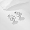 925 and Elegant Rhodium-Plated 5A Grade Zircon Flower Stud Earrings