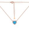 YK Beauty Blue Heart Rose Gold Necklace – 925 Silver