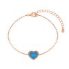 Bracelet Delicate Blue Heart Charm Bracelet  925 Sterling Silver Blue with 5A Grade Zircon