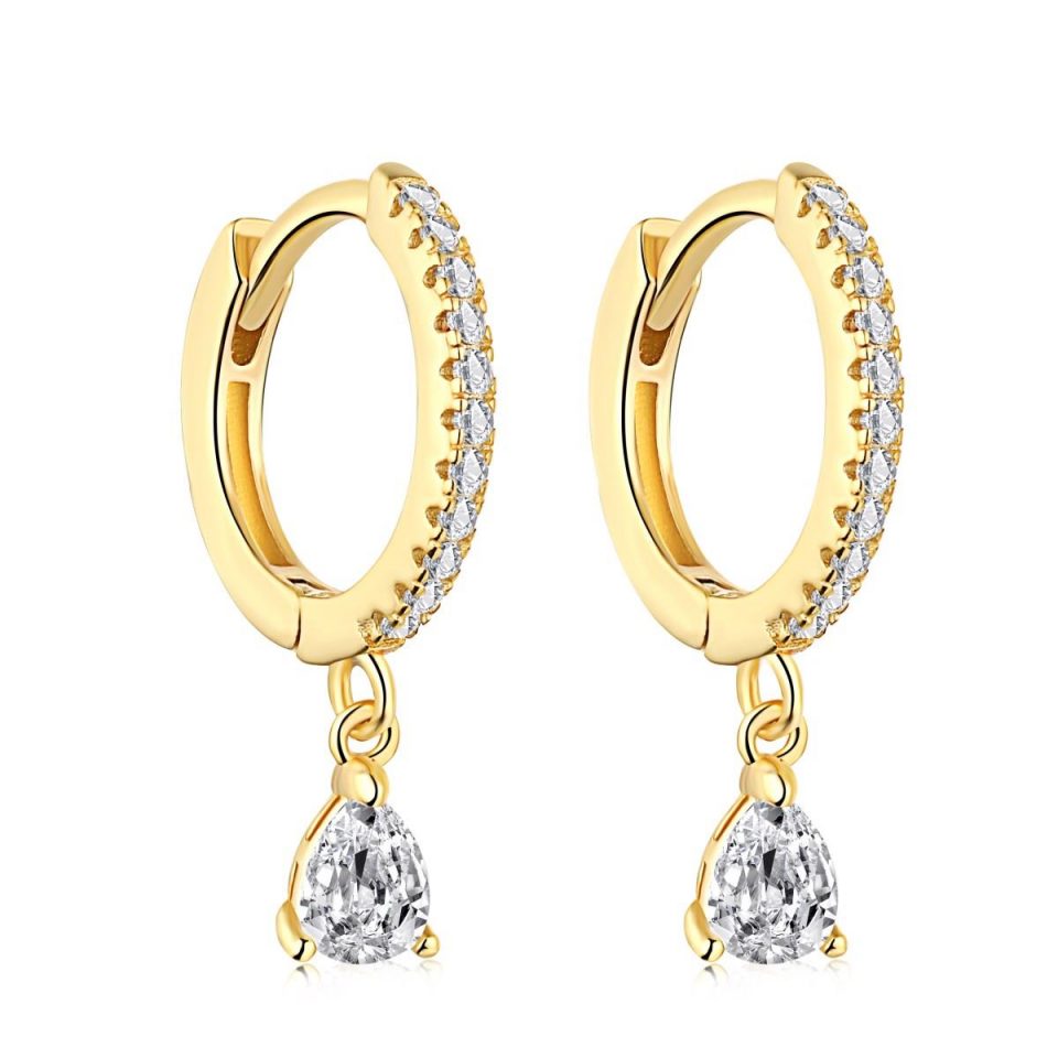 Yk Beauty gold diamond hoop huggie drop earrings