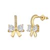 Dazzling Bow-Tie Zircon Earrings with 18K Gold Plating, 925 Silver