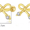 Gold Plated Sterling Silver Bowknot Screw Stud Earrings For Women Wedding Valentine’s Day Fine Fashion Jewellery
