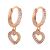 Rose Gold Plated Kids Drop Huggie Heart Earrings