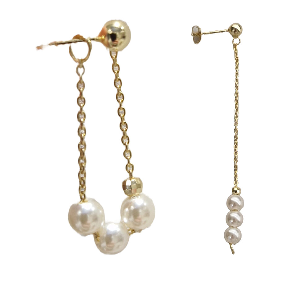 Elegant Pearl Earrings, Luxurious 925 Gold-Plated Long Drop Pearl Earrings