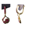 Gold-Plated Silver Floral Hoop Earrings with Pink CZ Stones – Elegant & Chic