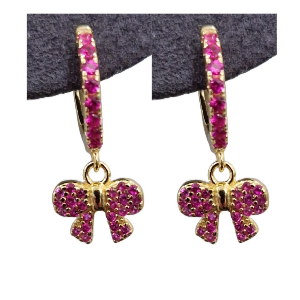 Elegant 925 Silver Gold Plated Bow Earrings – Dainty & Chic