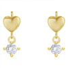 Mini Glitzs 925 Sterling Silver Heart Drop Earrings with Gold Coating and Cubic Zirconia