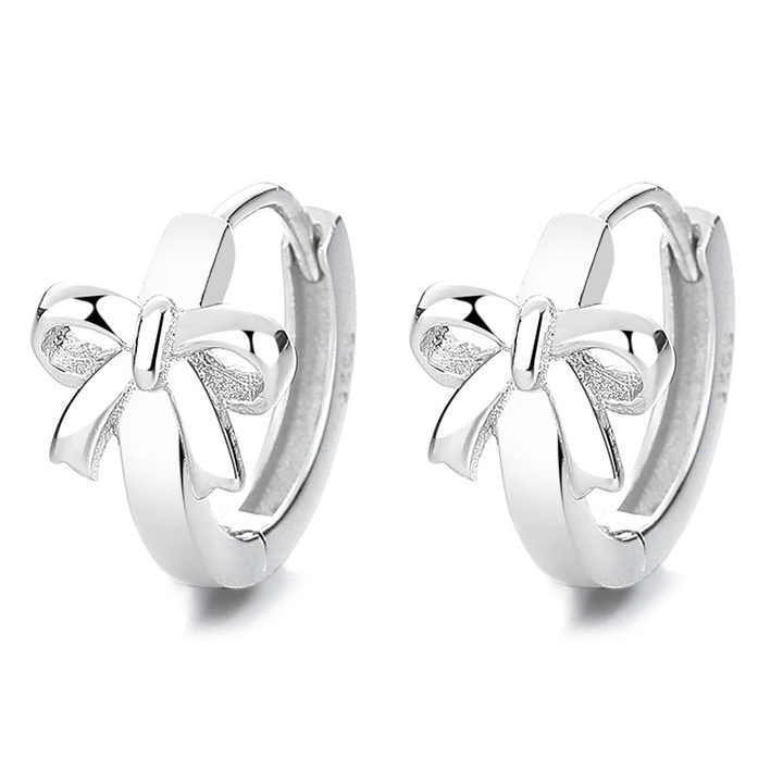 Mini Glitzs 925 Silver Huggie Bow Silver Earrings