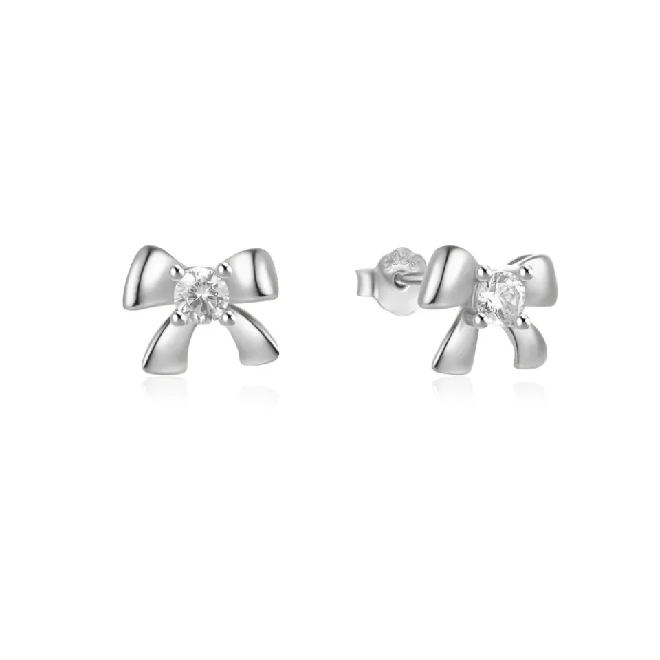 Silver Bow Knot Stud