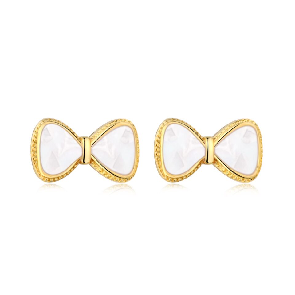 Bow Stud Earrings - 18K Gold & Silver Plated Bow Stud Earrin