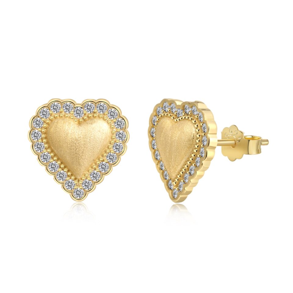 Heart-Shaped Stud Earrings - Elegant Heart-Shaped Stud Earri