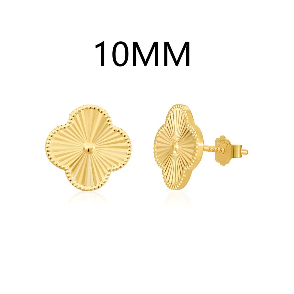 Gold Plated Flower Earrings - 18K Gold Plated Flower Stud Ea