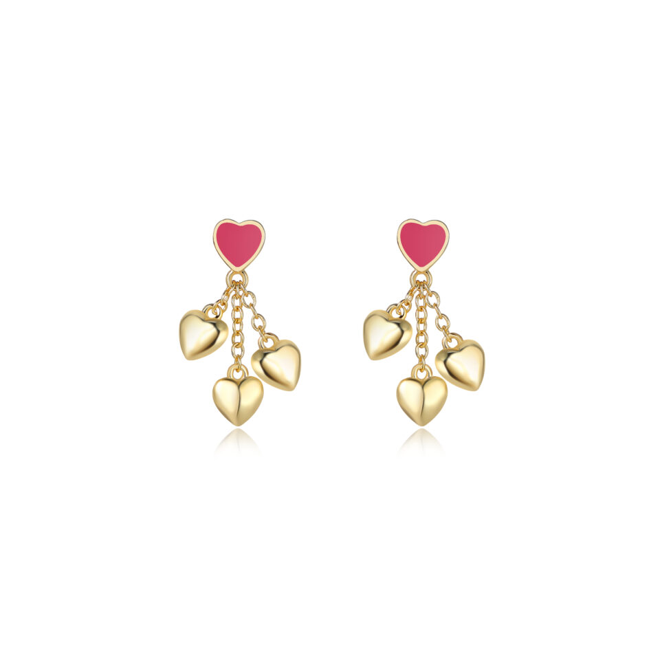 Kids Gold Heart Earrings - Gold-Plated Kids’ Dangle Earrin