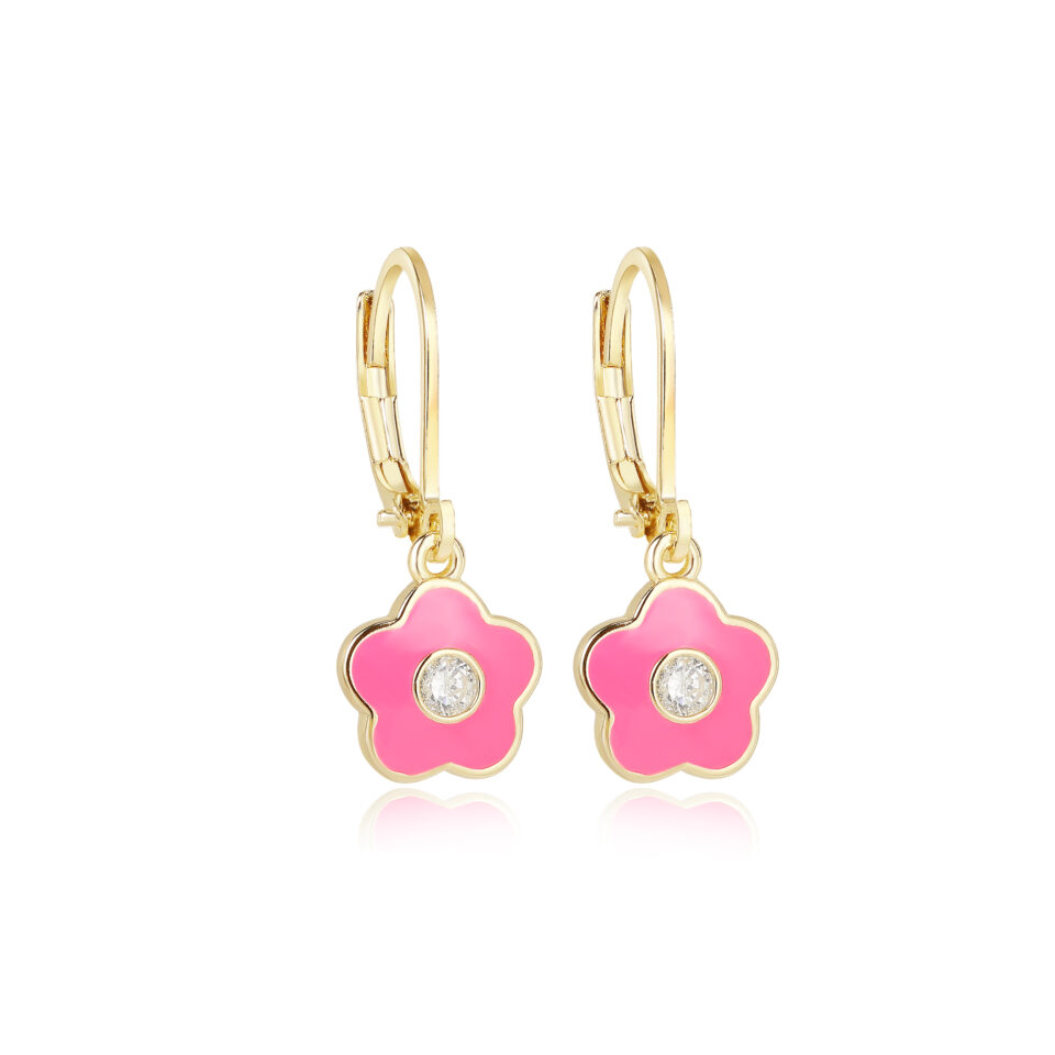 Gold Plated Kids Earrings Delightful Gold-Plated Floral D...