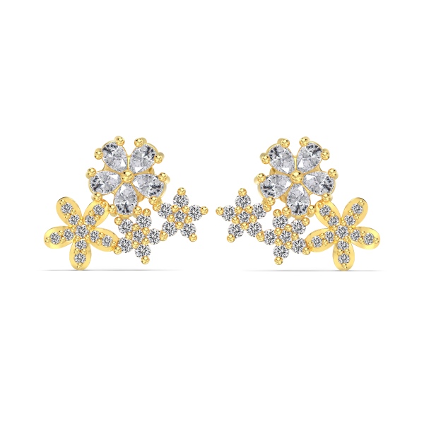 925 silver gold earrings Elegant Gold Plated Silver Earri...