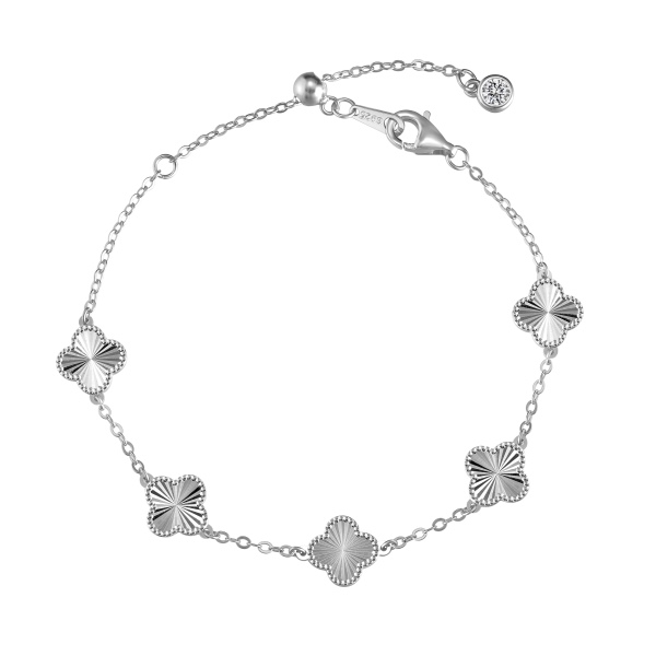 925 silver charm bracelet Radiant Clover Charm Bracelet i...