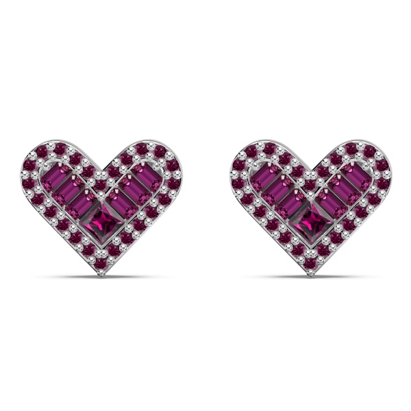 925 Silver Earrings Elegant Rhodium-Plated 925 Silver Ear...