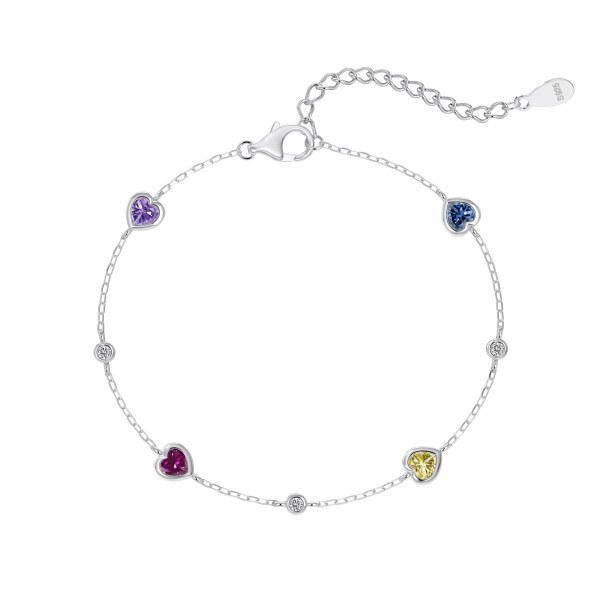 Silver Rhodium Plated Bracelet Elegant 925 Silver Rhodium...