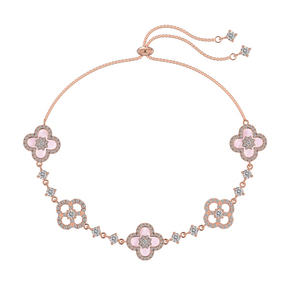 Rosegold Charm Bracelet Elegant Rosegold Plated Silver Br...