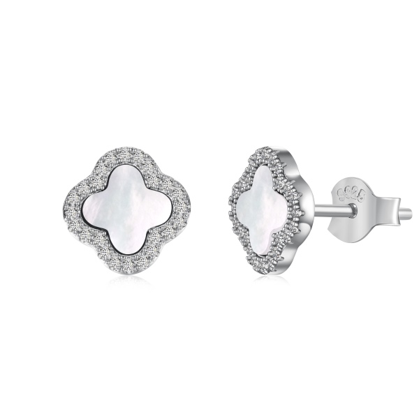 925 Silver Earrings Elegant Rhodium Plated 925 Silver Ear...